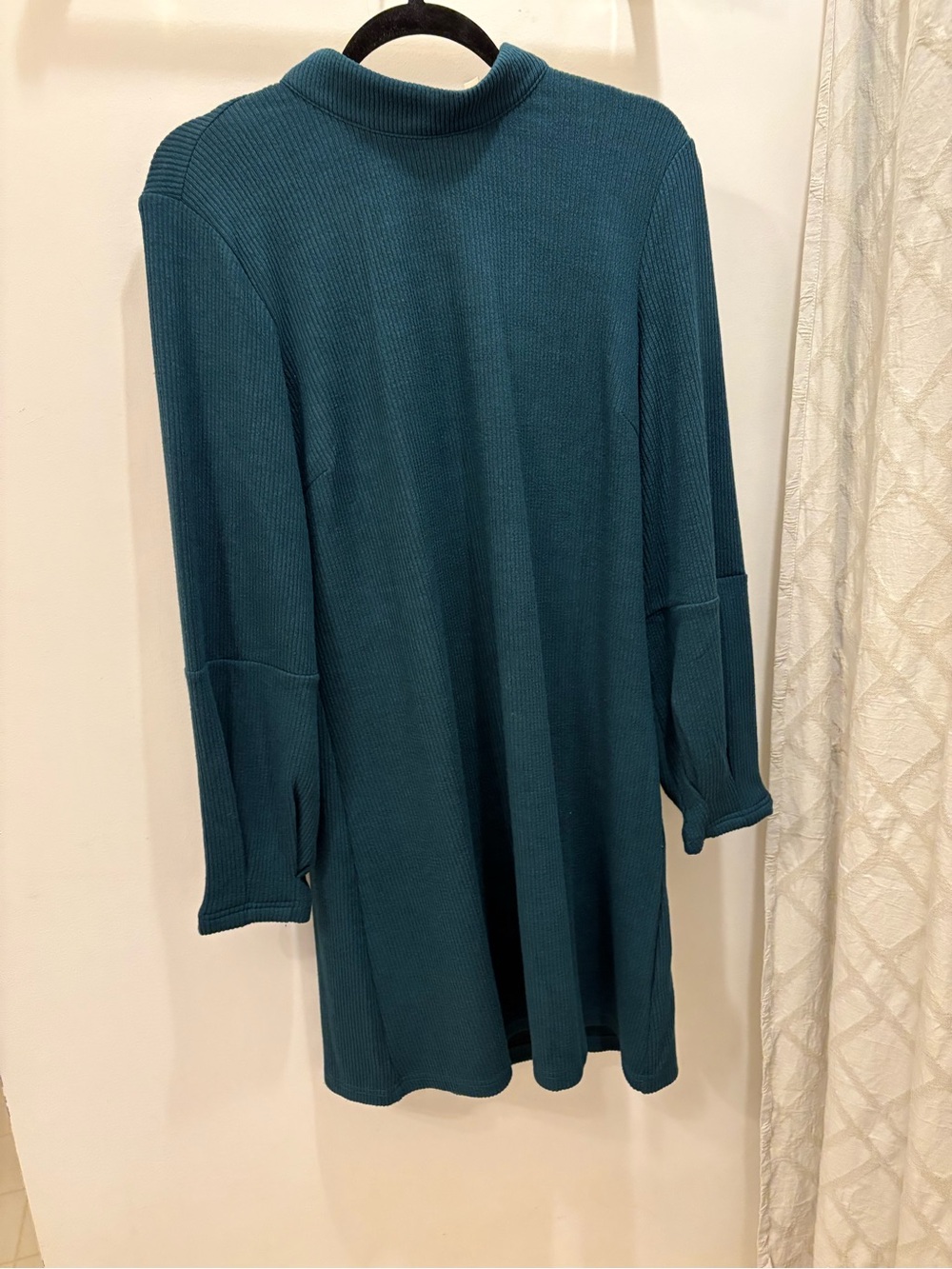 NWT Hem & Thread Teal Ribbed-Knit Long Sleeve Dress